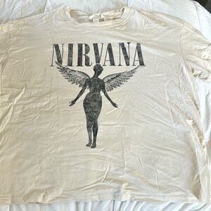 H&M nirvana XL band T-shirt cream color
